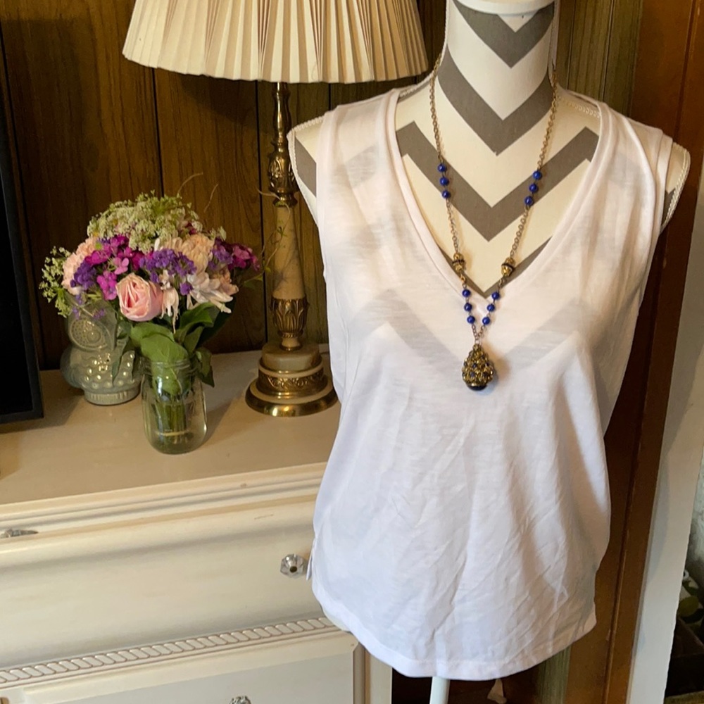 Theory white V neck sleeveless T